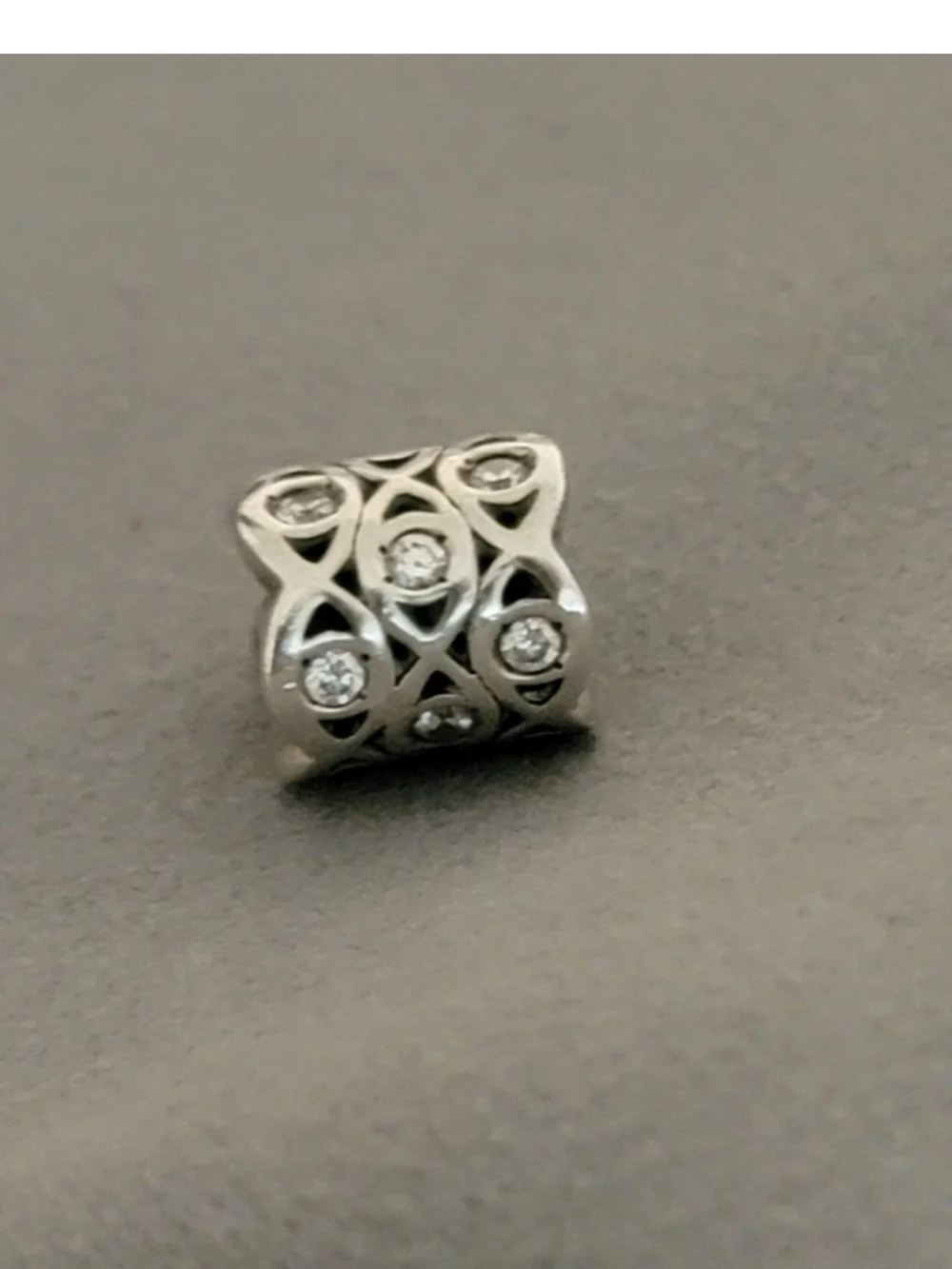 Chamilia Silver Filigree Charm with Clear Stones